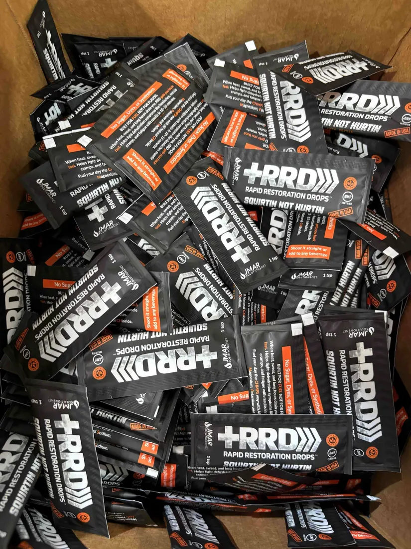 Rapid Restoration Drops bottle, pouch, and single-serve packets